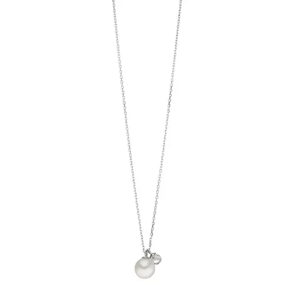 Leaf Jewelry Halskette Two Drop, 925 Sterlingsilber, Perle/Bergkristall Sonderangebote