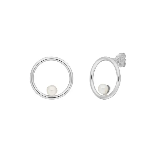 Leaf Jewelry Ohrstecker Circle mit Perle, 925 Sterlingsilber Riesige Ersparnisse