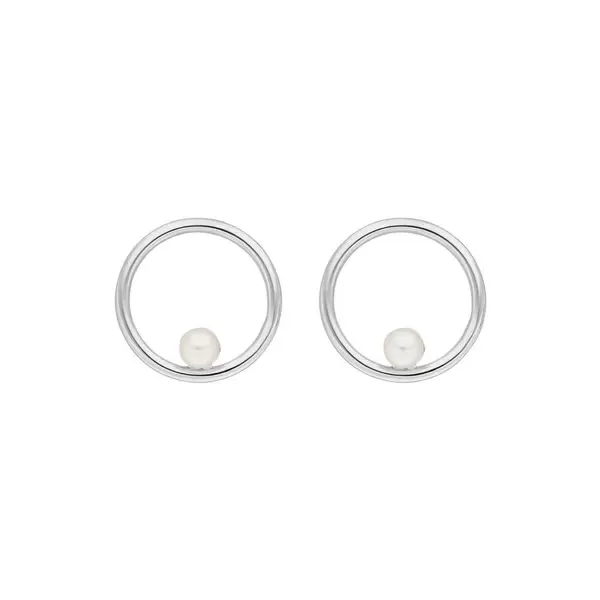 Leaf Jewelry Ohrstecker Circle mit Perle, 925 Sterlingsilber Riesige Ersparnisse