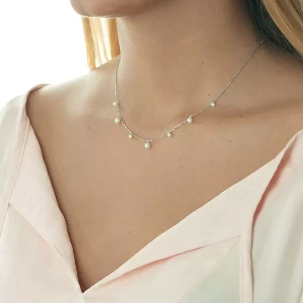 Leaf Jewelry Halskette Rain Drop, 925 Sterlingsilber, Perle VIP-Rabatte