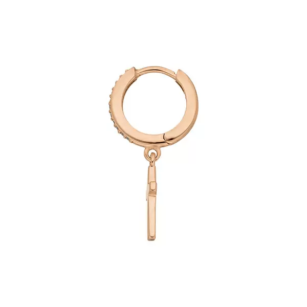 Leaf Jewelry Single Creole CROSS/Zirkonia, 18 K Rosegold vergoldet Tiefpreis