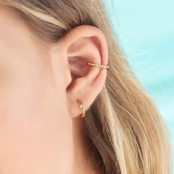 Leaf Jewelry Creole One Gem, Amethyst, 18 K Gelbgold vergoldet Kostenlose Rückgabe
