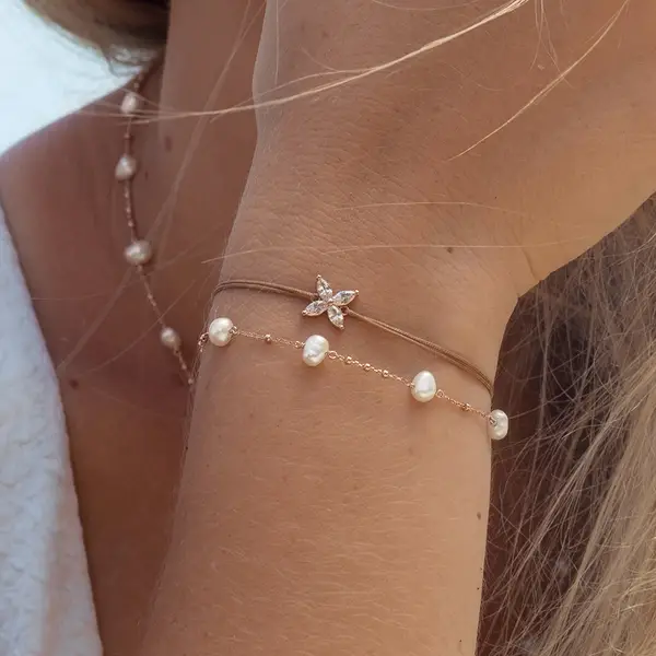 Leaf Jewelry Armkette Perle, 18 K Gelbgold vergoldet JETZT KAUFEN