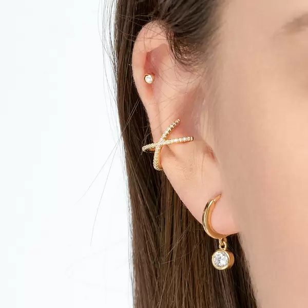 Leaf Jewelry Ear Mix, 4-er Set, 18 K Gelbgold vergoldet Zeitbegrenzte Promotion