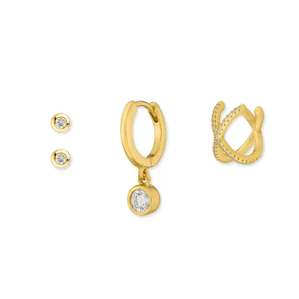 Leaf Jewelry Ear Mix, 4-er Set, 18 K Gelbgold vergoldet Zeitbegrenzte Promotion
