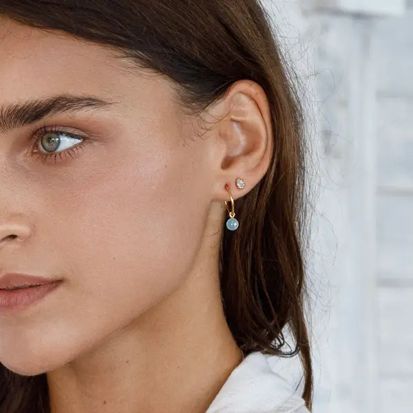 Leaf Jewelry Ohrstecker Drop, Prehnit, 18 K Rosegold vergoldet Nur für heute