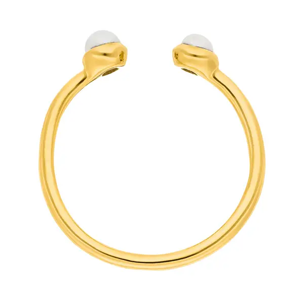 Leaf Jewelry Silber Open Ring, Perle, Gelbgold Super Rabatt
