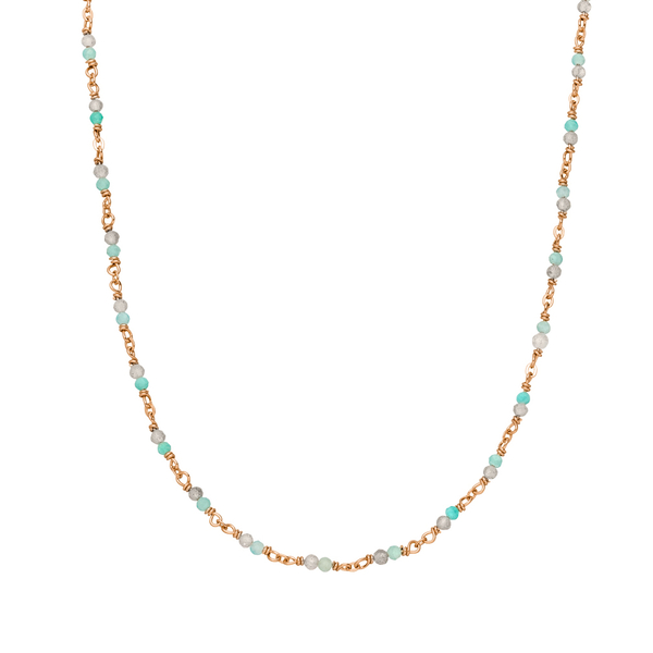 Leaf Jewelry Halskette Amazonit, 18 K Rosegold vergoldet zollfrei