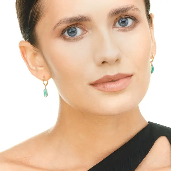 Leaf Jewelry Silber Creole, CUBE, Grüner Achat, Rosegold Online