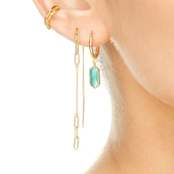 Leaf Jewelry Silber Creole, CUBE, Grüner Achat, Rosegold Online