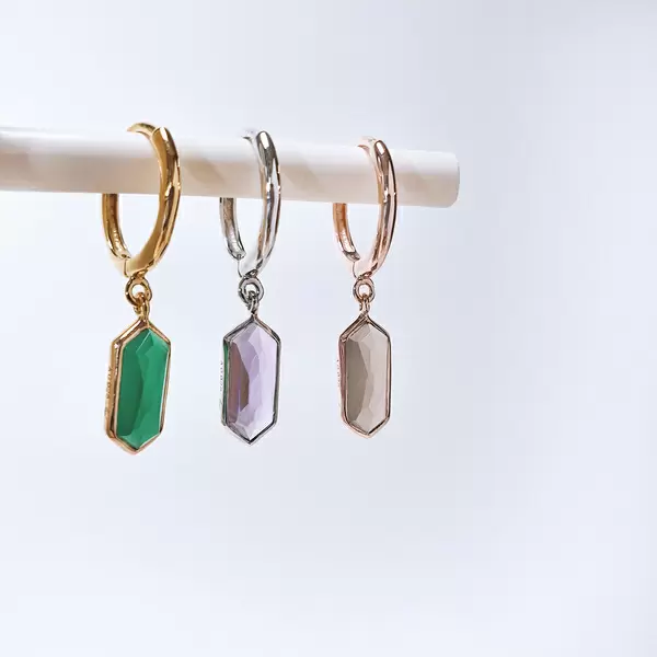Leaf Jewelry Silber Creole, CUBE, Grüner Achat, Rosegold Online