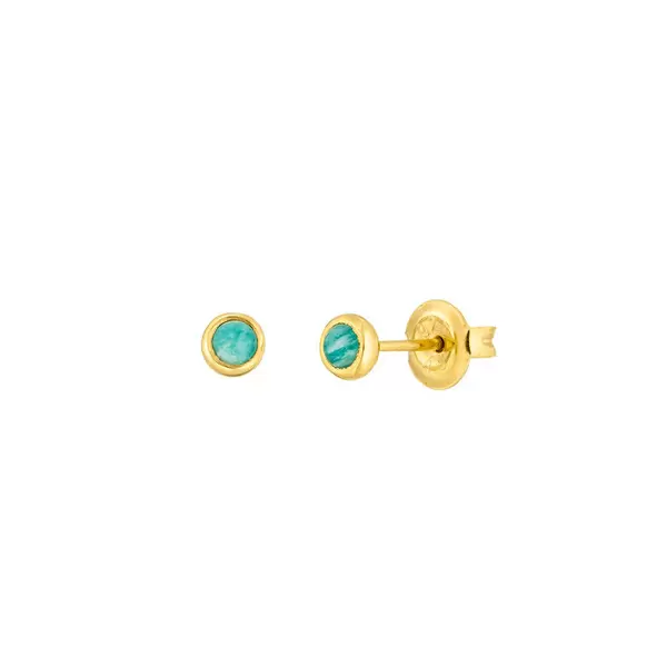 Leaf Jewelry Ohrstecker Pure Amazonit, 3mm, 18 K Gelbgold vergoldet Hotsell