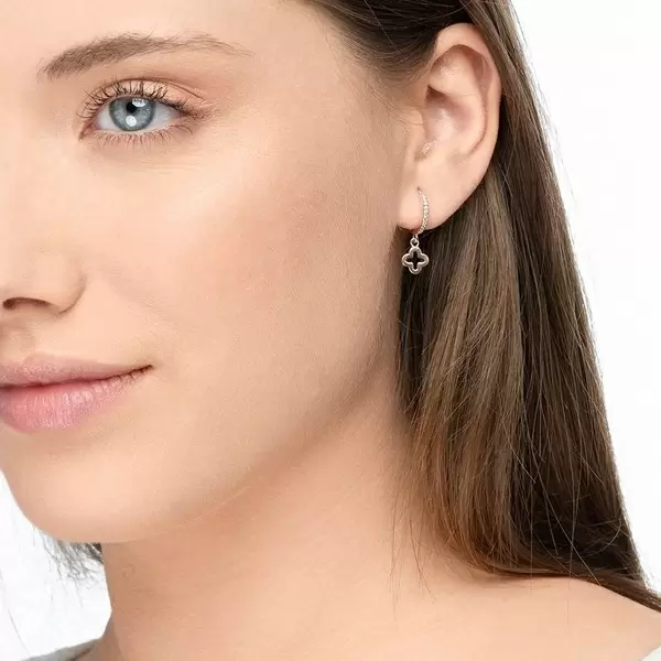 Leaf Jewelry Single Creole CLOVER/Zirkonia, 18 K Rosegold vergoldet Kostenloser Versand