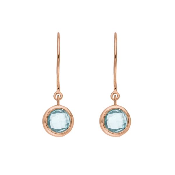 Leaf Jewelry Ohrhänger Solitär, Blauer Topaz, 18 K Rosegold vergoldet Fabrik Onlineshop