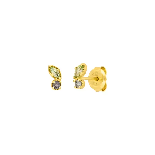 Leaf Jewelry Ohrstecker Two Gems, Peridot, 18 K Gelbgold vergoldet Fabrikpreis