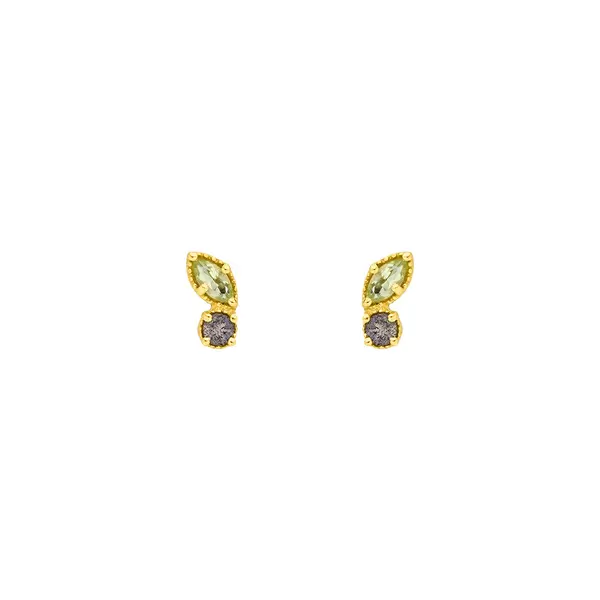 Leaf Jewelry Ohrstecker Two Gems, Peridot, 18 K Gelbgold vergoldet Fabrikpreis