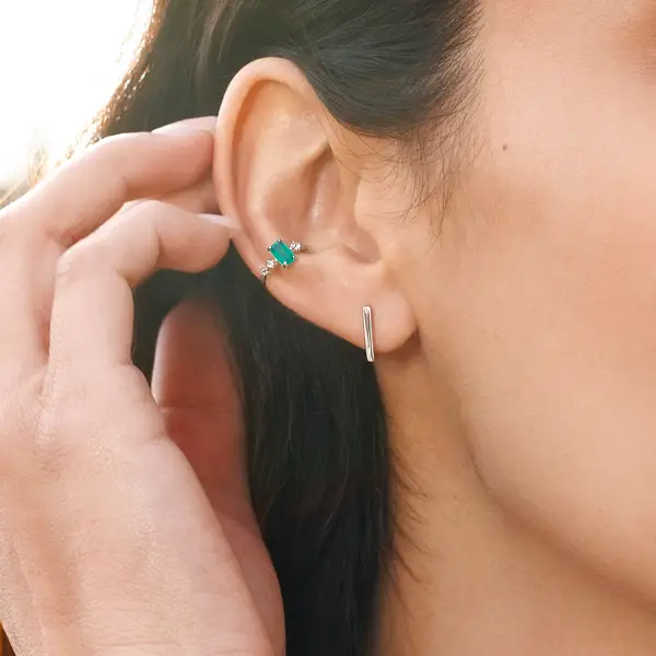 Leaf Jewelry Silber Earcuff Gorgeous Gems, Grüner Achat Online Shopping
