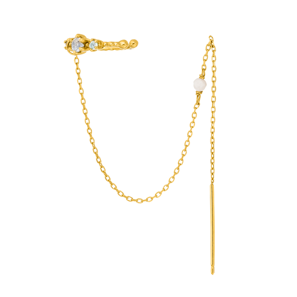 Leaf Jewelry Earcandy, Mondstein/Blauer Topaz, 18 K Gelbgold vergoldet Cyber Monday
