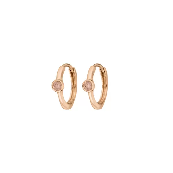 Leaf Jewelry Creole One Gem, Rosenquarz, 18 K Rosegold vergoldet Heißer Verkauf