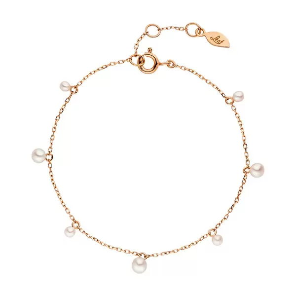 Leaf Jewelry Armkette Rain Drop, 18 K Roségold vergoldet, Perle Neuheiten