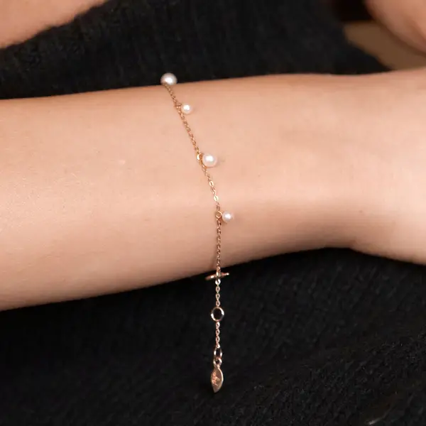 Leaf Jewelry Armkette Rain Drop, 18 K Roségold vergoldet, Perle Neuheiten