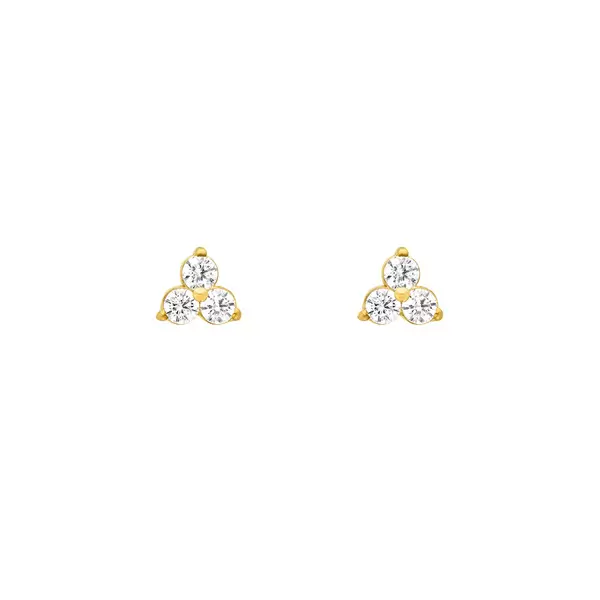 Leaf Jewelry Ohrstecker Triple Zirkonia, 18 K Gelbgold vergoldet Sonderangebote