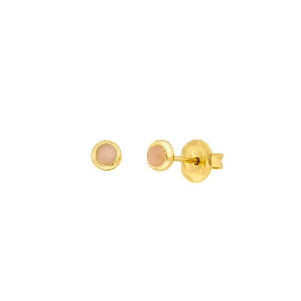Leaf Jewelry Ohrstecker Pure Peach Mondstein, 3mm, 18 K Gelbgold vergoldet Nur für heute