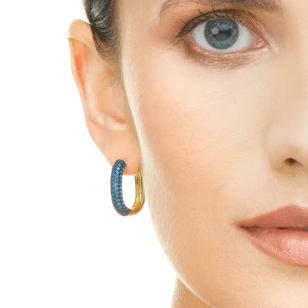 Leaf Jewelry Silber Creole, PAVE Blau, Gelbgold Vierteljährliche Förderung