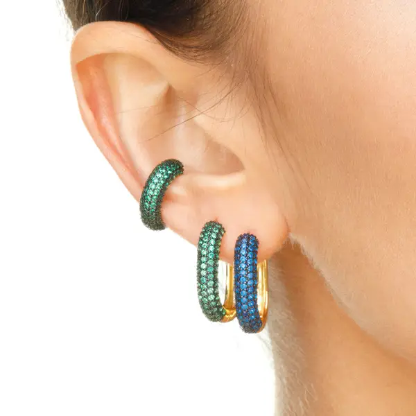 Leaf Jewelry Silber Creole, PAVE Blau, Gelbgold Vierteljährliche Förderung