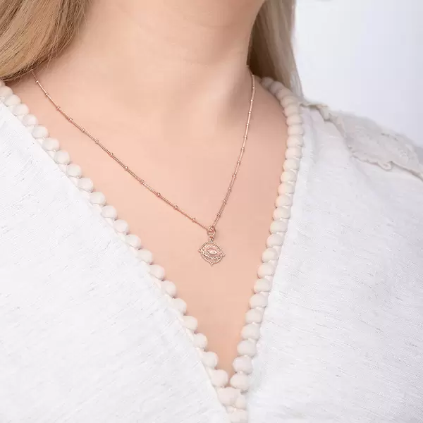 Leaf Jewelry Halskette Evil Eye, 45cm, 18 K Rosegold vergoldet Bis zu 55% Rabatt