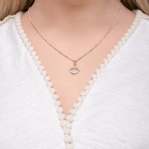 Leaf Jewelry Halskette Evil Eye, 45cm, 18 K Rosegold vergoldet Bis zu 55% Rabatt