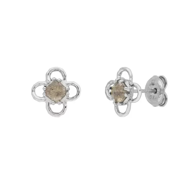Leaf Jewelry Ohrstecker Clover Gem, Labradorit, 925 Sterlingsilber Clearance-Verkauf