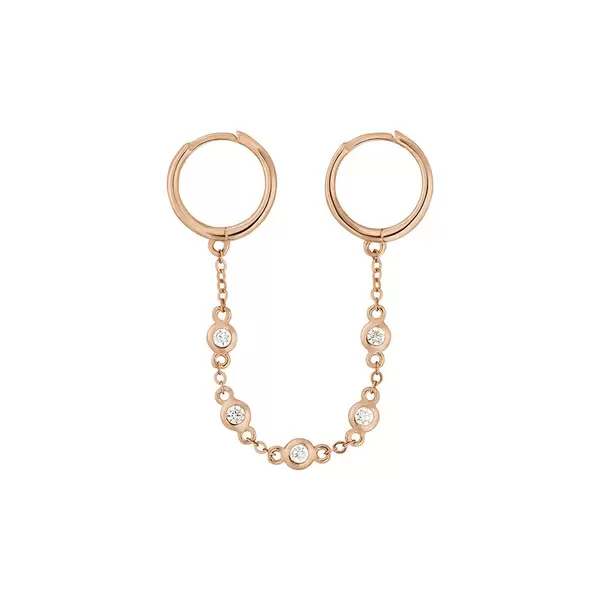 Leaf Jewelry Ear Candy - Double Hoop, Zirkonia, 18 K Rosegold vergoldet Outlet