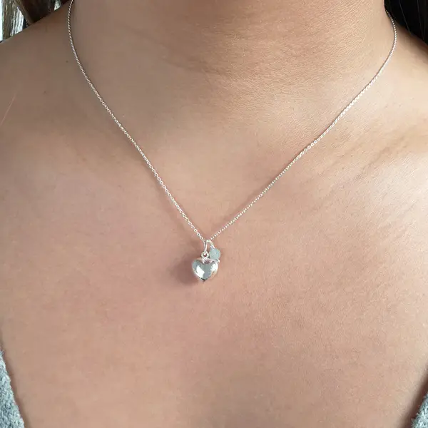 Leaf Jewelry Silber Halskette HERZ mit Aquamarin Verkauf