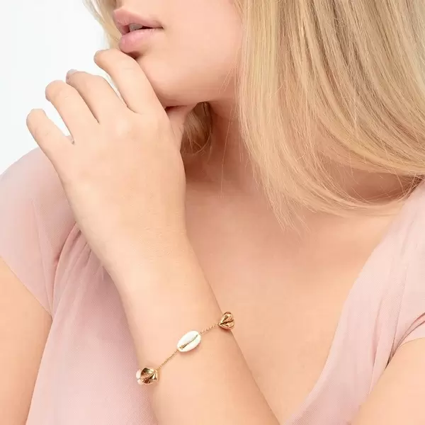 Leaf Jewelry Armkette 5 Cowrie Shells, 18 K Rosegold vergoldet Angebote