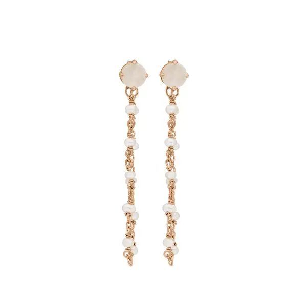 Leaf Jewelry Ohrhänger Flying Gem, Perle/Rosenquarz, 18 K Rosegold vergoldet Meist gekauft