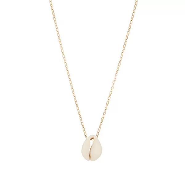 Leaf Jewelry Halskette Cowrie Shell, 55 cm, 18 K Rosegold vergoldet Kostenloser Versand