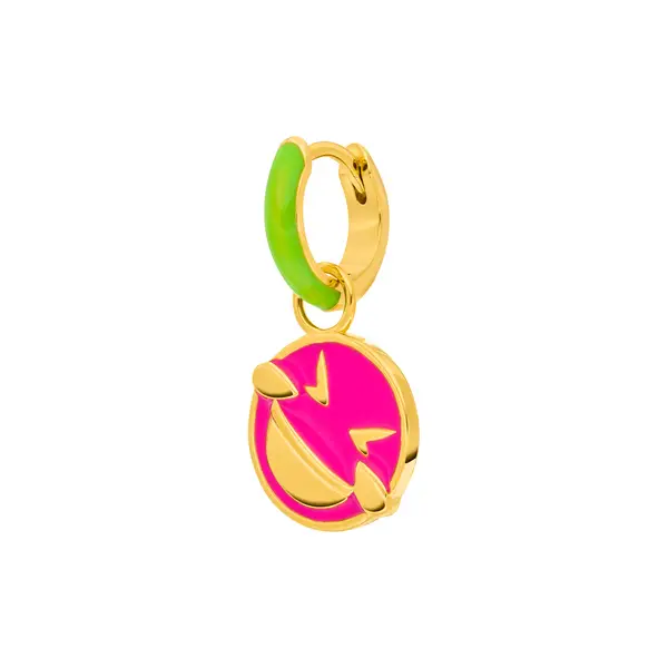 Leaf Jewelry Single Creole "LOL" EMOJI, 18 K Gelbgold vergoldet Flash Sale