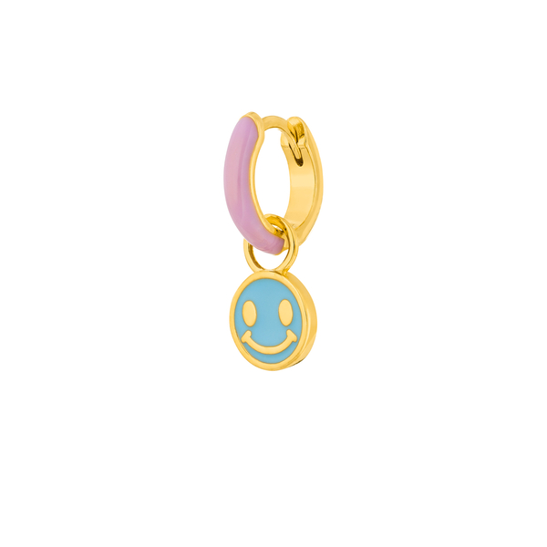 Leaf Jewelry Single Creole "Happy" EMOJI, 18 K Gelbgold vergoldet Muttertagsangebot