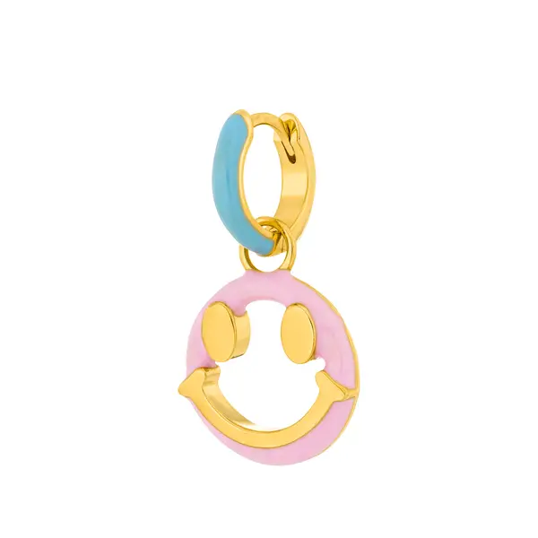 Leaf Jewelry Single Creole "Joy" EMOJI, 18 K Gelbgold vergoldet Jubiläumsangebot