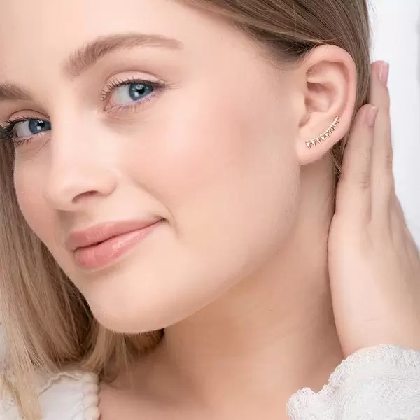 Leaf Jewelry Earclimber Memory II, 18 K Gelbgold vergoldet Heißer Verkauf