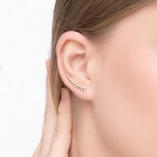 Leaf Jewelry Earclimber Memory II, 18 K Gelbgold vergoldet Heißer Verkauf