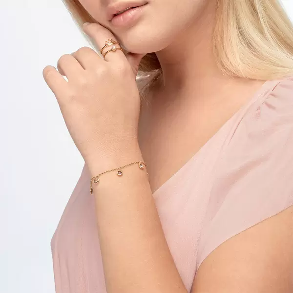 Leaf Jewelry Armkette Sweet Drops, Mix Gems, 18 K Rosegold vergoldet Neuheiten