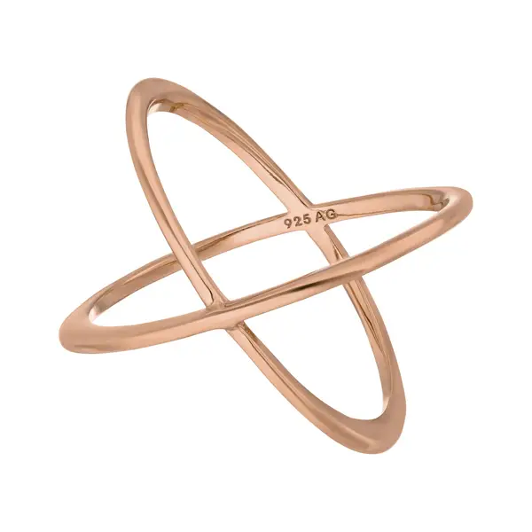 Leaf Jewelry Ring X Cross, 18 K Rosegold vergoldet, Größe 54 Super Sparpreis