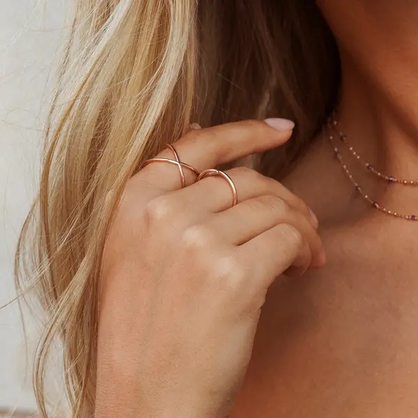 Leaf Jewelry Ring X Cross, 18 K Rosegold vergoldet, Größe 54 Super Sparpreis