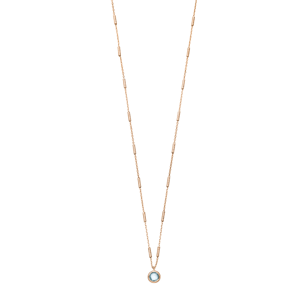 Leaf Jewelry Halskette Solitär, Blauer Topaz, 18 K Rosegold vergoldet Zeitbegrenzte Promotion