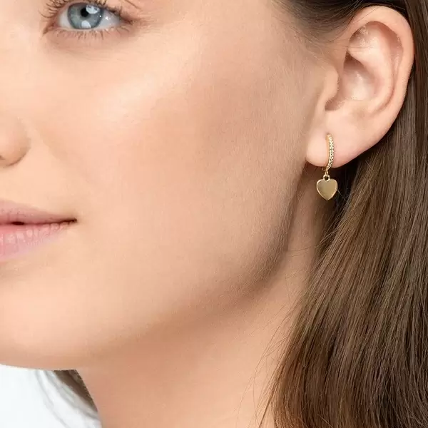 Leaf Jewelry Single Creole HEART/Zirkonia, 18 K Gelbgold vergoldet Super Rabatt