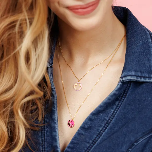 Leaf Jewelry Halskette "Joy" EMOJI, 18 K Gelbgold vergoldet Riesige Rabatte