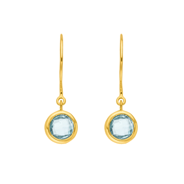 Leaf Jewelry Ohrhänger Solitär, Blauer Topaz, 18 K Gelbgold vergoldet Kostenloser Versand international