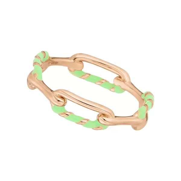 Leaf Jewelry Ring Neon Twist, 18 K Rosegold vergoldet, grün, Gr.54 Online